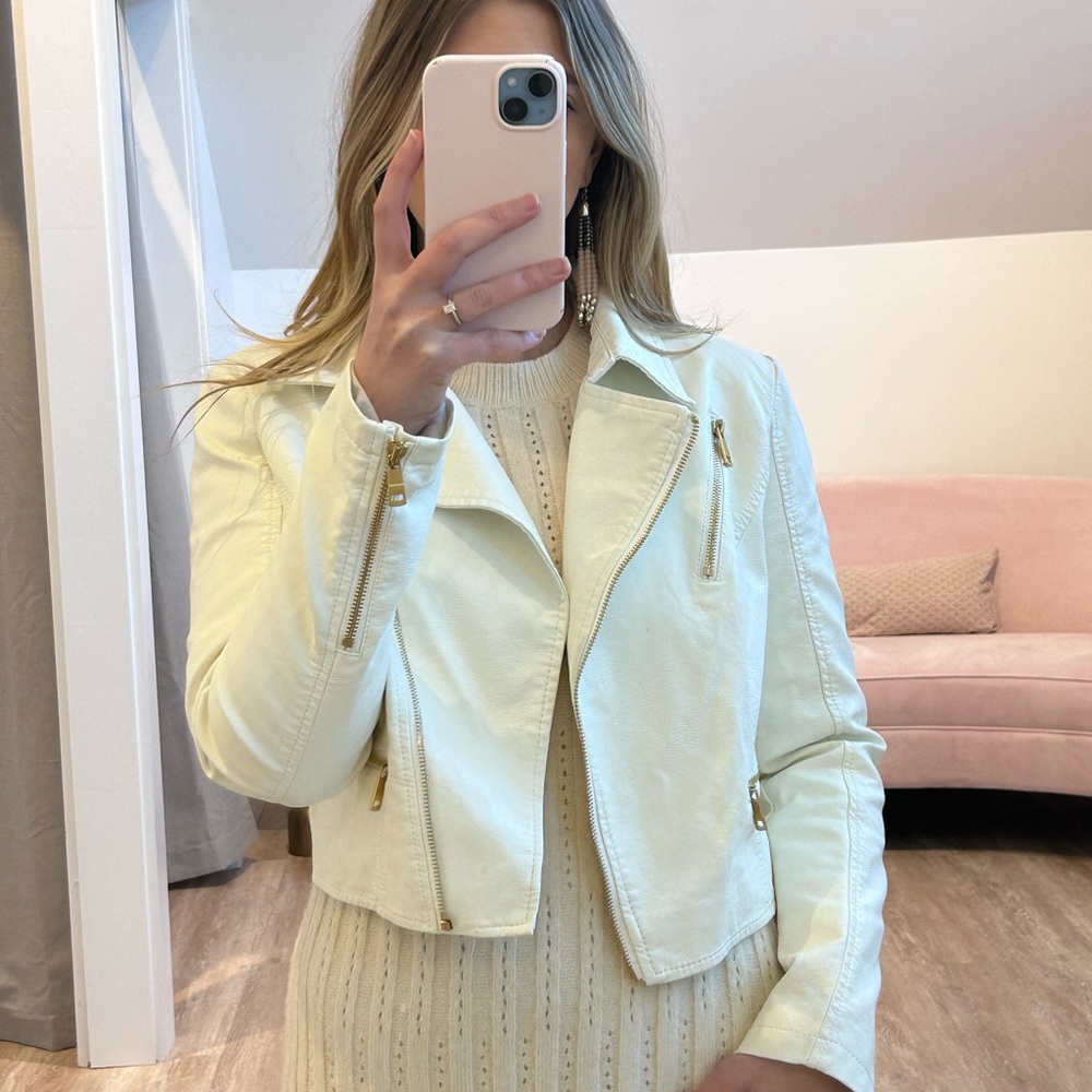 Coalition L.A White Leather Jacket